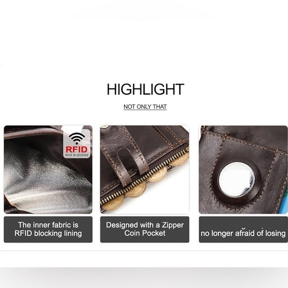 Men’s RFID wallet teal blue with air tag slot NWOT - Picture 3 of 10